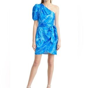 Adelyn Rae Blue One-Shoulder Sheath Dress Cocktail size xs